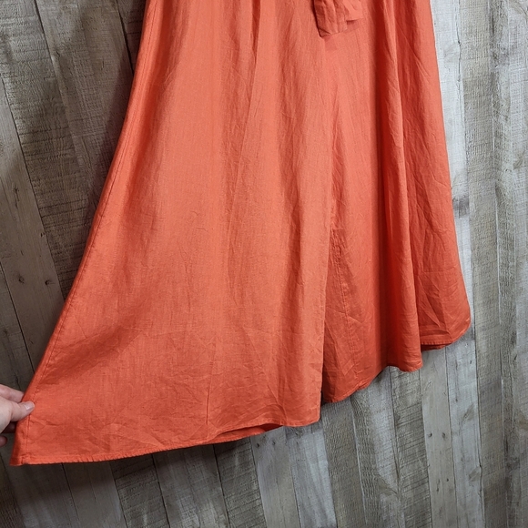 Banana Republic Meridian Linen Pant. Size 14 Petite. Coral Sunset - Picture 3 of 16